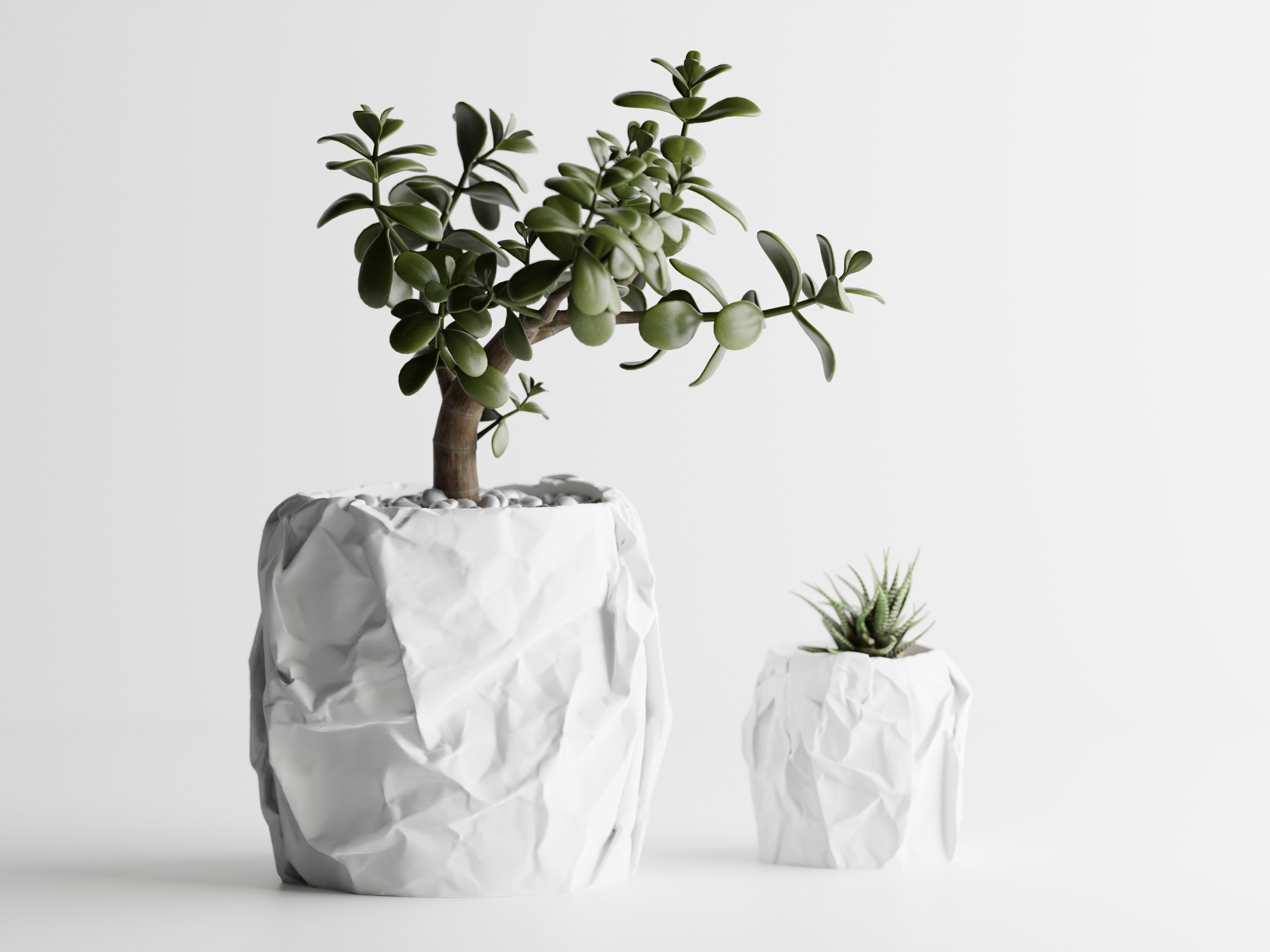 Crumbled Paper Planter -  3D Printed Planter