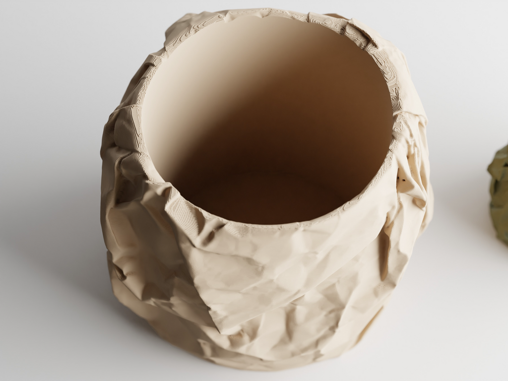 Crumbled Paper Planter -  3D Printed Planter